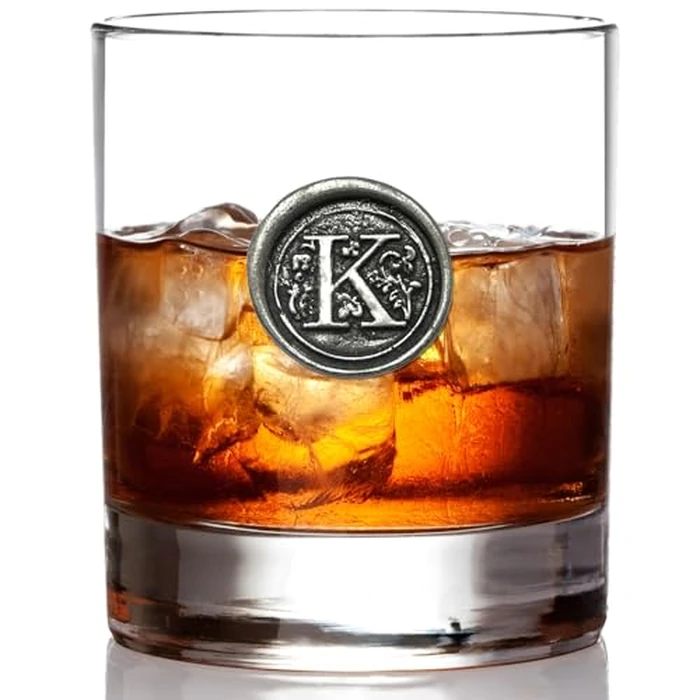 English Pewter Company 11oz Old Fashioned Whiskey Rocks Glass With Monogram Initial - Unique Gifts For Men - Personalized Gifts With Your Choice of Initial (K) MON111 by English Pewter Company Sheffield, England - Image 3