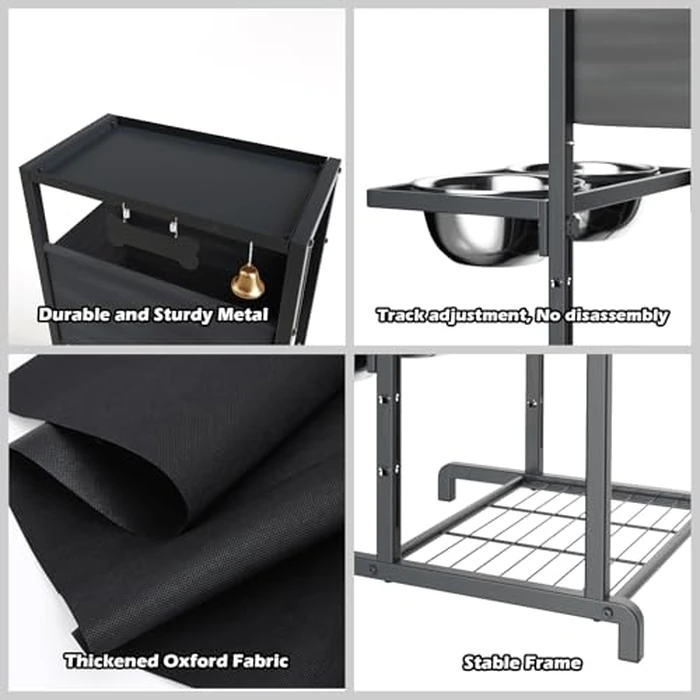 Elevated Dog Bowls, Height Adjustable Raised Dog Bowl Stand (4.5'' to 12''), Organizer Bowl Holder for Large Medium Dogs by SHAINFUN - Image 6