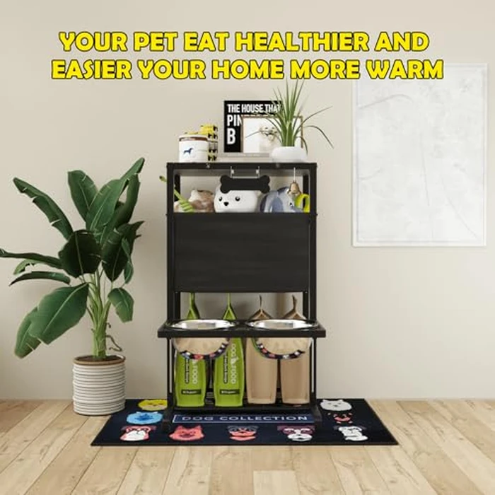 Elevated Dog Bowls, Height Adjustable Raised Dog Bowl Stand (4.5'' to 12''), Organizer Bowl Holder for Large Medium Dogs by SHAINFUN - Image 8