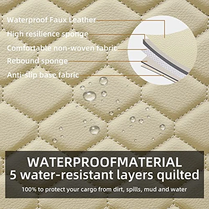 Elantrip Auto Car Seat Covers Leather Car Seat Protector for Women Airbag Compatible Diamond Pattern PU Seat Cover Universal Fitness 2PCs Beige by Elantrip - Image 2