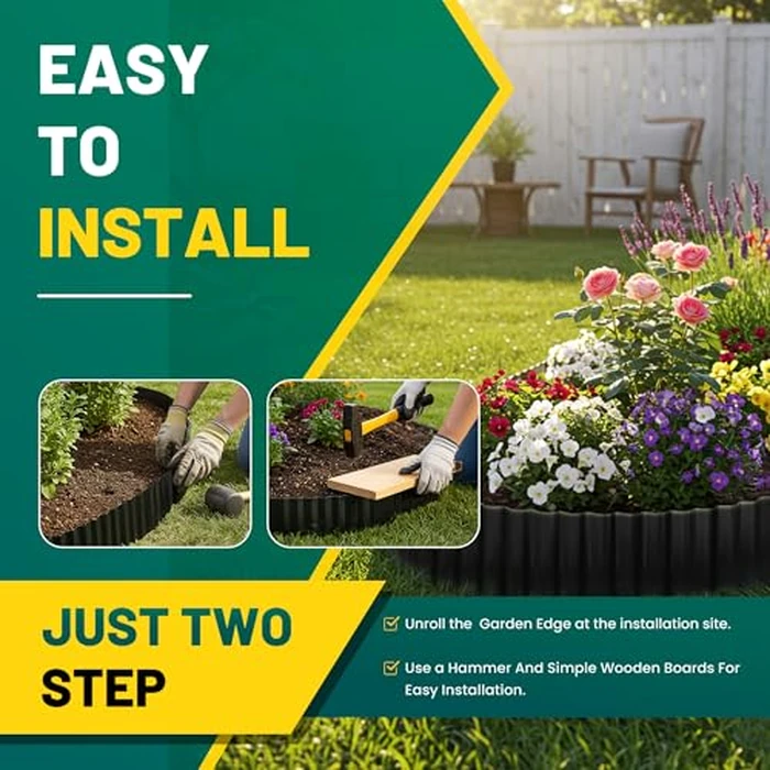 SOCONT Corrugated Metal Garden Edging, 6"x40Ft Durable Landscape Border for Garden, Lawn, Flower Beds and Paver Edging (Black) by SOCONT - Image 3