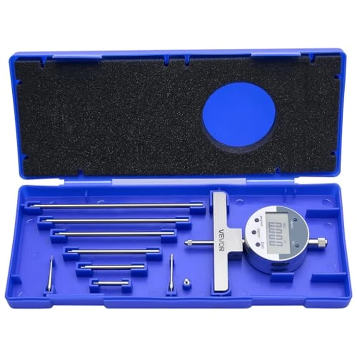 VEVOR Depth Gauge, Depth Micrometer Digital Electronic Indicator 0-22 inch Measuring Range, 0.0005" Resolution, Precision Unit Conversion with 4 Anvils, Measuring Tool for Groove, Step, Hole by VEVOR - Used - Very Good condition - US$62.06