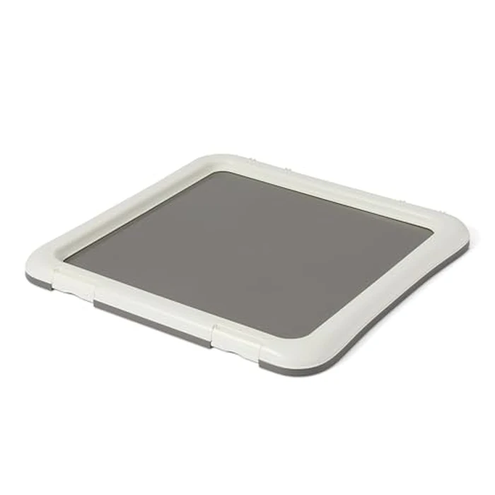 Amazon Basics Dog Training Pad Holder with Secured Latches, Extra Thick and Non-Slip Base, Recycled Plastic, 24 inch, Small, White and Charcoal by Amazon Basics - Image 1