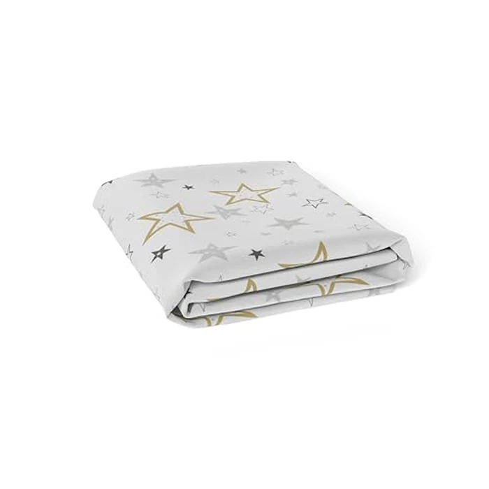 Kushies Baby 100% Breathable Cotton Percale Baby Crib Sheet, Fully Elasticized - Made in Canada 28" x 52" Multi Golden Star by Kushies - Image 1