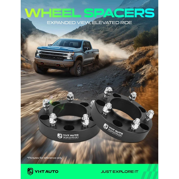 YHTAUTO 5X150mm Hub Centric Wheel Spacers 1.5 inch Compatible with Toyota, Lexus Models, Tundra, Sequoia, LX570 5x5.9 Tire Spacers w/ M14x1.5 Studs, 110mm Hub Bore 5 Lug 2PCS Black by YHTAUTO - Image 2