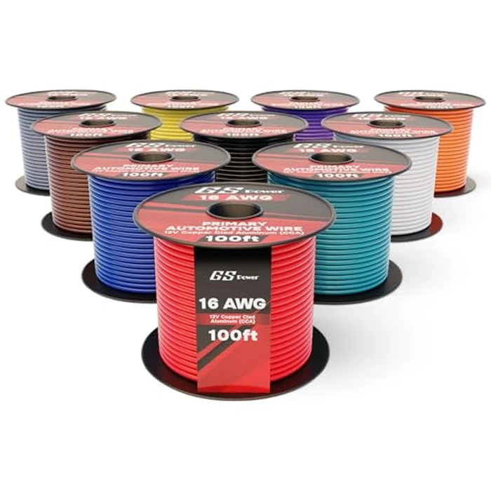 GS Power 1000ft CCA 16 Gauge Wire Automotive, 100ft Spool, 10 Colors, 16 AWG 12v Low Voltage, Speaker Electrical Wire Low Voltage Primary for Car Stereo Audio Trailer Harness Hookup Wiring LED DIY by GS Power - Used - Like New condition - US$52.48