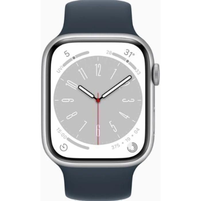 Apple Watch Series 8 (Cellular + GPS) - 32GB - 41mm - Silver Aluminum Case with Midnight Rubber Solo Loop Band by Apple - Refurbished - Excellent condition