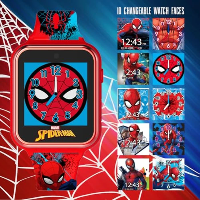Accutime Marvel Spider-Man Red Educational Touchscreen Smart Watch Toy for Boys, Girls, Toddlers - Selfie Cam, Learning Games, Alarm, Calculator, Pedometer, and More (Model: SPD4588AZ) by Accutime - Used - Acceptable condition - US$22.93