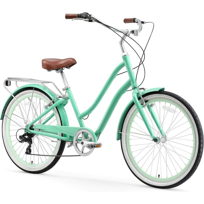 Sixthreezero EVRYjourney Steel Step-Through Touring Hybrid Bike (7 Speed) 26" - Mint Green by Sixthreezero - Image 1