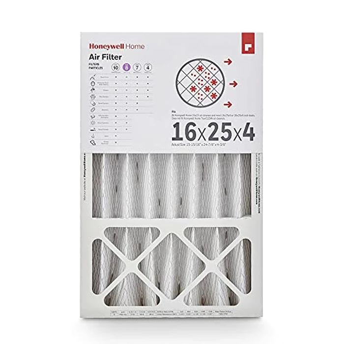 Honeywell Home 16x25x4 MERV 8, AC Furnace Air Filter, 1 PACK (CF408F1625-1PKAM)(Actual Dimensions: 15.63 x 24.75 x 4.38 in.) 1 Filter by Honeywell Home - Used - Very Good condition - US$26.40