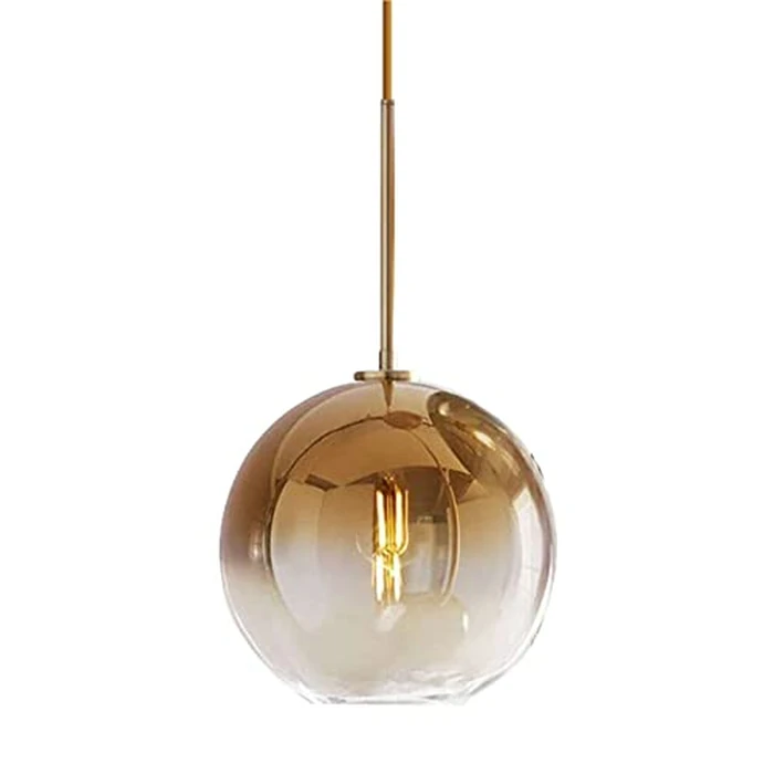 H XD GLOBAL Gradient Gold Color Globe Glass Pendant Light,Modern Glass Hanging Light Chandelier Light for Kitchen Island (Gold, 25cm) by H XD GLOBAL - Used - Very Good condition - CA$46.53