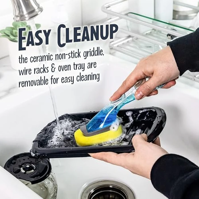 Nostalgia 3-in-1 Retro Breakfast Station - Includes 5 Cup Coffee Maker, Non-Stick Ceramic Griddle, and 4-Slice Toaster Oven - Built-In Timer, Reusable Coffee Filter, Space-Saving Design - Aqua by Nostalgia - Image 6