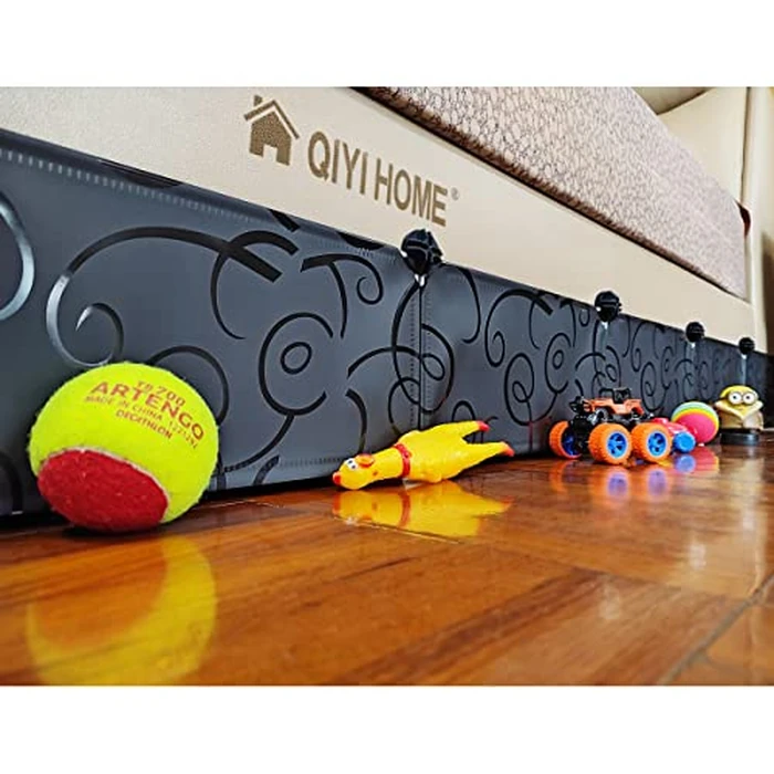 QIYIHOME Under Bed Blocker for Pets, Stop Things Going Under Bed or Sofa Couch, Underneath Bed Bumper for Cats Dogs, Easy to Install,Total 83" Length, 7" Height, Black by QIYIHOME - Used - Very Good condition