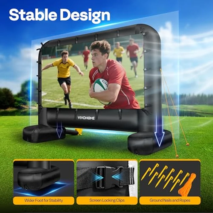 VIVOHOME 17 FT Inflatable Projector Screen for Outside, Blow Up Movie Screen Outdoor Use, Mega Large TV Screen with Carry Bag for Backyard, Tube Leg Support by VIVOHOME - Image 4