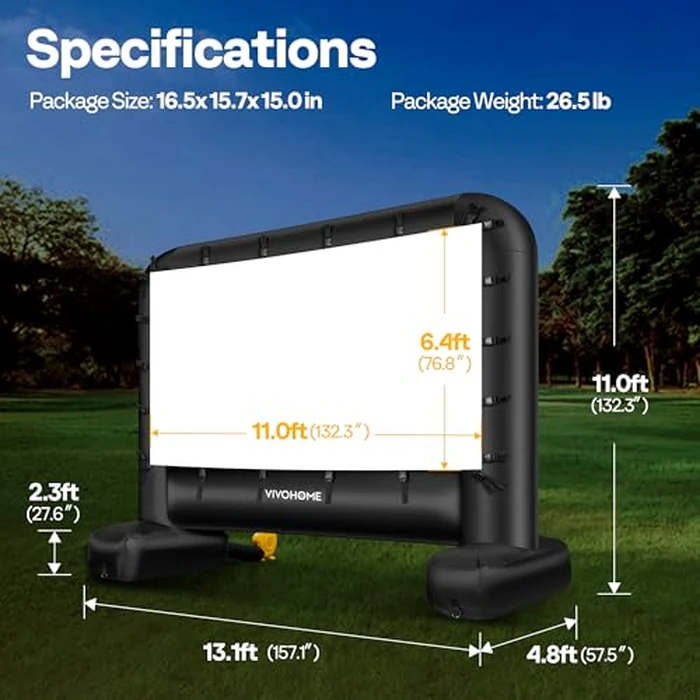 VIVOHOME 17 FT Inflatable Projector Screen for Outside, Blow Up Movie Screen Outdoor Use, Mega Large TV Screen with Carry Bag for Backyard, Tube Leg Support by VIVOHOME - Image 7