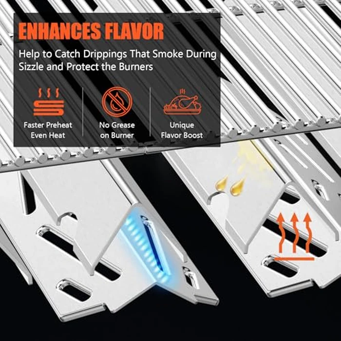 QuliMetal SUS304 Grill Parts for Weber Genesis II E-410/E-415/E-435, Flavorizer Bars and Heat Deflectors for Weber Genesis II LX E-440 Grills, Replacement for Weber GS4 66686 66033 66796 66041, 17" by QuliMetal - Image 5