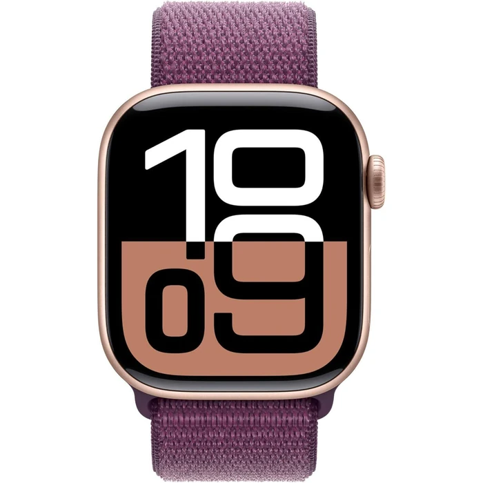 Apple Watch Series 10 (Cellular + GPS) - 64GB - 42mm - Rose Gold Aluminum Case with Plum Rubber Sport Loop Band - One Size by Apple - Image 2