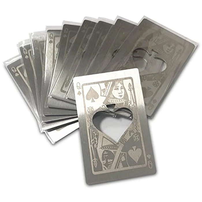 Lesencen Metal Card Bottle Opener Stainless Steel Silver with Engraved Pattern (Style Q, 10PCS) by lesencen - Used - Very Good condition