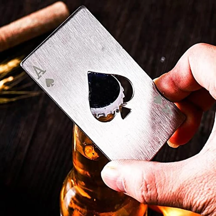 Lesencen Metal Card Bottle Opener Stainless Steel Silver with Engraved Pattern (Style Q, 10PCS) by lesencen - Image 5