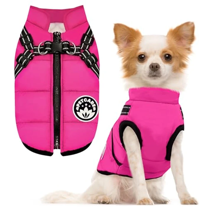 PETCARE Winter Dog Coat with Harness Built in Waterproof Dog Jackets Warm Pet Fleece Vest Windproof Snow Jacket Snowsuit Reflective Dogs Cold Weather Coats for Puppy Small Medium Large Dogs Cats by Petcare - Image 1