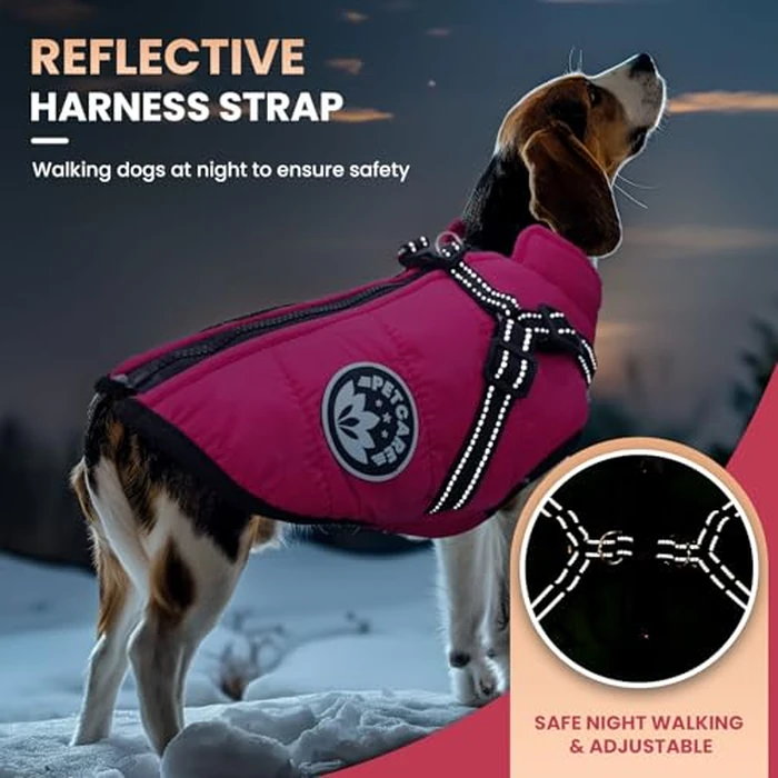 PETCARE Winter Dog Coat with Harness Built in Waterproof Dog Jackets Warm Pet Fleece Vest Windproof Snow Jacket Snowsuit Reflective Dogs Cold Weather Coats for Puppy Small Medium Large Dogs Cats by Petcare - Image 4