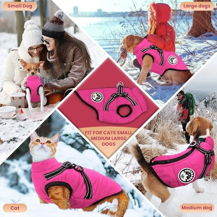 PETCARE Winter Dog Coat with Harness Built in Waterproof Dog Jackets Warm Pet Fleece Vest Windproof Snow Jacket Snowsuit Reflective Dogs Cold Weather Coats for Puppy Small Medium Large Dogs Cats by Petcare - Image 5