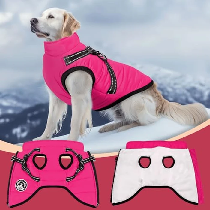 PETCARE Winter Dog Coat with Harness Built in Waterproof Dog Jackets Warm Pet Fleece Vest Windproof Snow Jacket Snowsuit Reflective Dogs Cold Weather Coats for Puppy Small Medium Large Dogs Cats by Petcare - Image 7