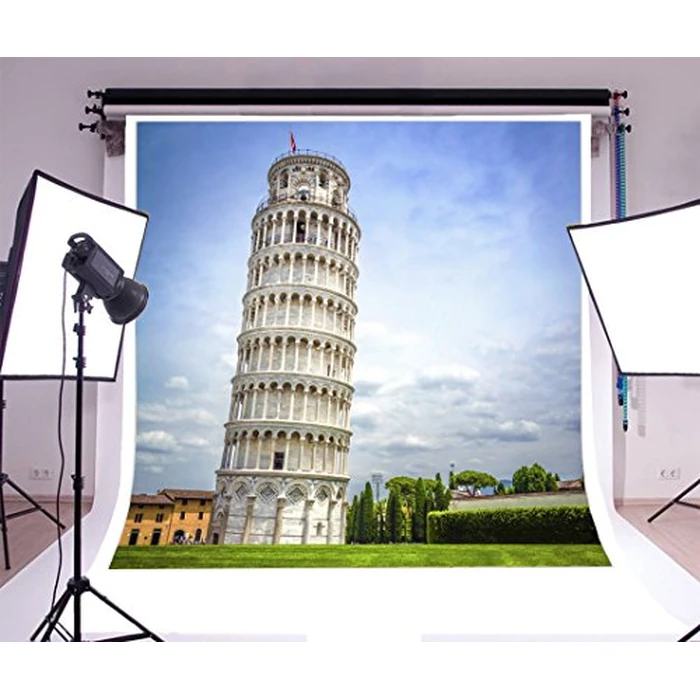 Yeele 7x7ft Thin Photography Background Italy Leaning Tower of Pisa Aristotle Grass Field Famous Outdoor Scenery Children Baby Portraits Backdrop Photo Booth Shooting Vinyl Wallpaper Studio Props by Yeele - Image 3