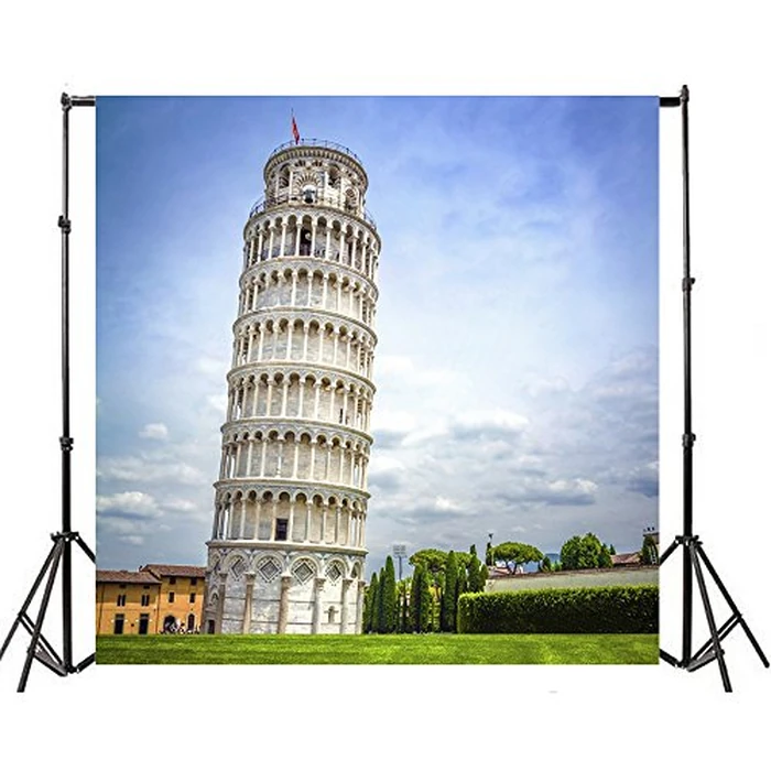Yeele 7x7ft Thin Photography Background Italy Leaning Tower of Pisa Aristotle Grass Field Famous Outdoor Scenery Children Baby Portraits Backdrop Photo Booth Shooting Vinyl Wallpaper Studio Props by Yeele - Image 4