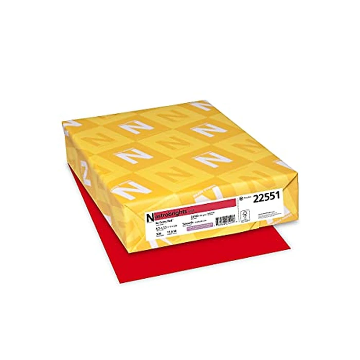 Neenah 21558 Astrobrights Premium Color Paper, 24 lb, 8.5 x 11 Inches, 500 Sheets, Re-Entry Red by Neenah - Image 1