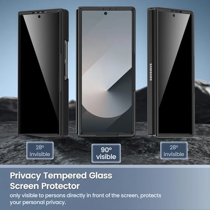 Maxdara for Z Fold 6 Case with Privacy Screen Protector, Support Wireless Charging Thin Cover, Hard PC Protective Phone Case for Samsung Galaxy Z Fold 6 (Black) by Maxdara - Image 4
