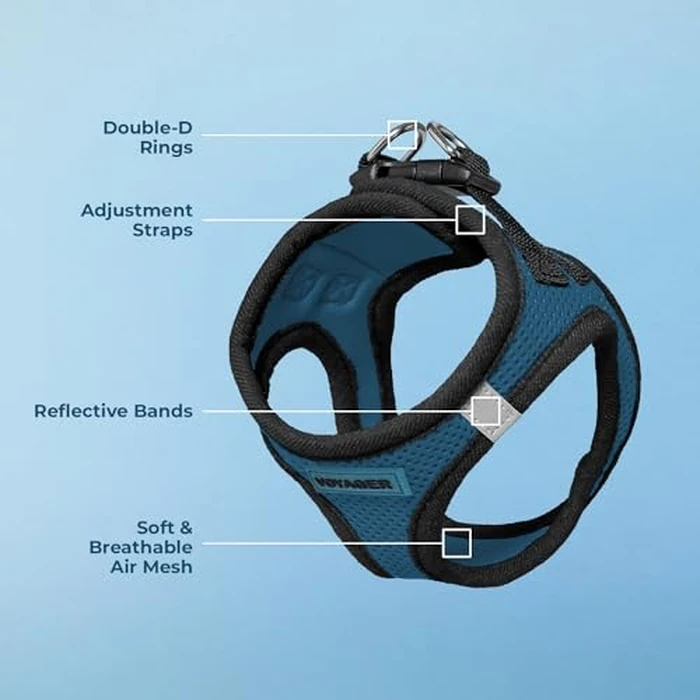 Best Pet Supplies Voyager Step-in Air Harness - All Weather Mesh, Reflective, No Pull Harness for Dogs, Cats - Secure with Hook & Loop Fastener, Buckle, Double D-Rings - Blue/Black Trim, L by Best Pet Supplies - Image 3