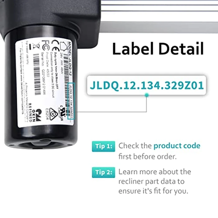 Okin Refined-R Model JLDQ-12 & JLDQ.12.134.329Z01 Power Recliner Motor Lift Chair Actuator Replacement Part for JLDQ.12.134.329D/E/G/J/K/L/P/Q/R/S/Z by Okin - Image 3