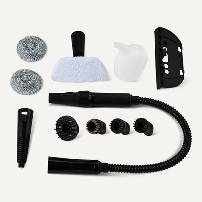 Amazon Basics Handheld Steam Cleaner for Home with 9 Accessories, Powerful 1000W Steam Shot, 8.5oz Tank, 12ft Cord, White by Amazon Basics - Image 4