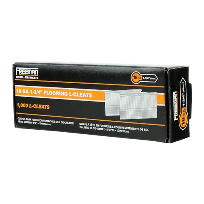 Freeman 18-Gauge Flooring L-Cleats | 1-3/4" | Glue Collated | Serrated Shank | Solid Steel | 1000 Count | Indoor | Tongue and Groove Hardwood Floor Installation | FN181K175 by Freeman - Image 7