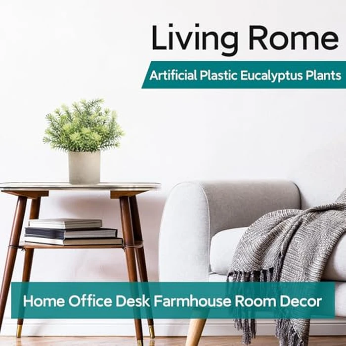 Der Rose 3 Pack Mini Potted Fake Plants Artificial Plastic Eucalyptus Plants for Home Office Desk Farmhouse Room Decor Indoor by Der Rose - Image 5