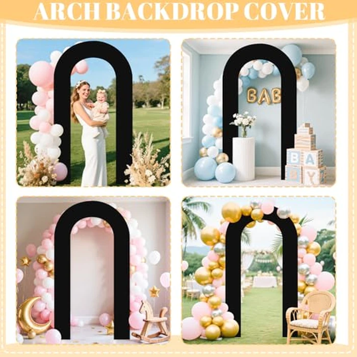 Black Open Arch Cover 7.2FT Spandex Arch Backdrop Covers U-Shaped Wedding Arch Cover Graduation Arched Backdrop Cover Chiara Arched Covers for Baby Shower Wedding Ceremony Party Events Decorations by PATYDEST - Image 6