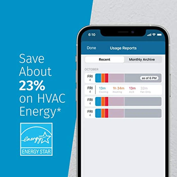 Emerson Sensi Touch Wi-Fi Smart Thermostat with Touchscreen Color Display, Works with Alexa, Energy Star Certified, C-wire Required, ST75 Black 5.625" x 3.4" x 1.17" by Emerson - Image 3