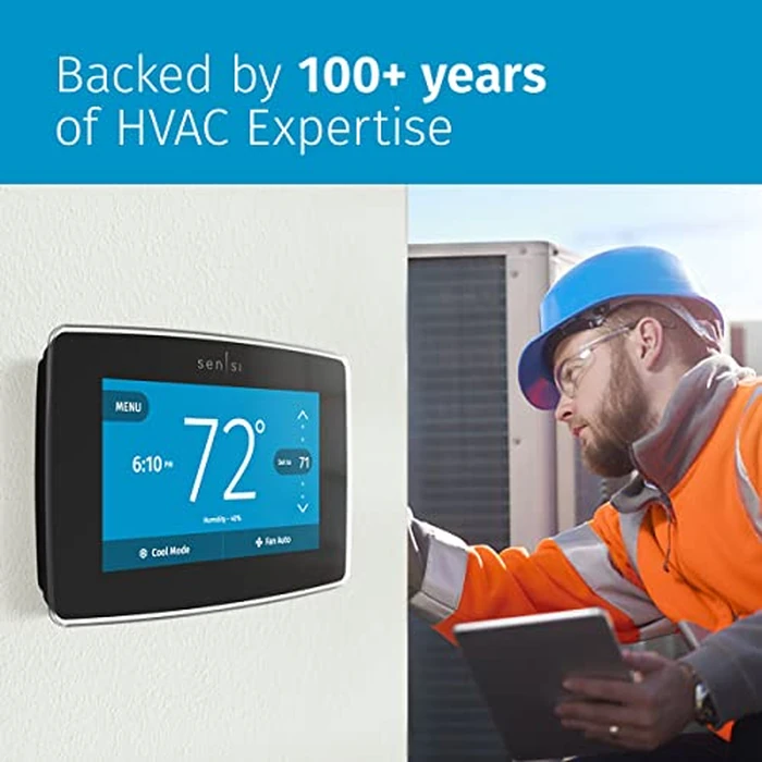 Emerson Sensi Touch Wi-Fi Smart Thermostat with Touchscreen Color Display, Works with Alexa, Energy Star Certified, C-wire Required, ST75 Black 5.625" x 3.4" x 1.17" by Emerson - Image 6