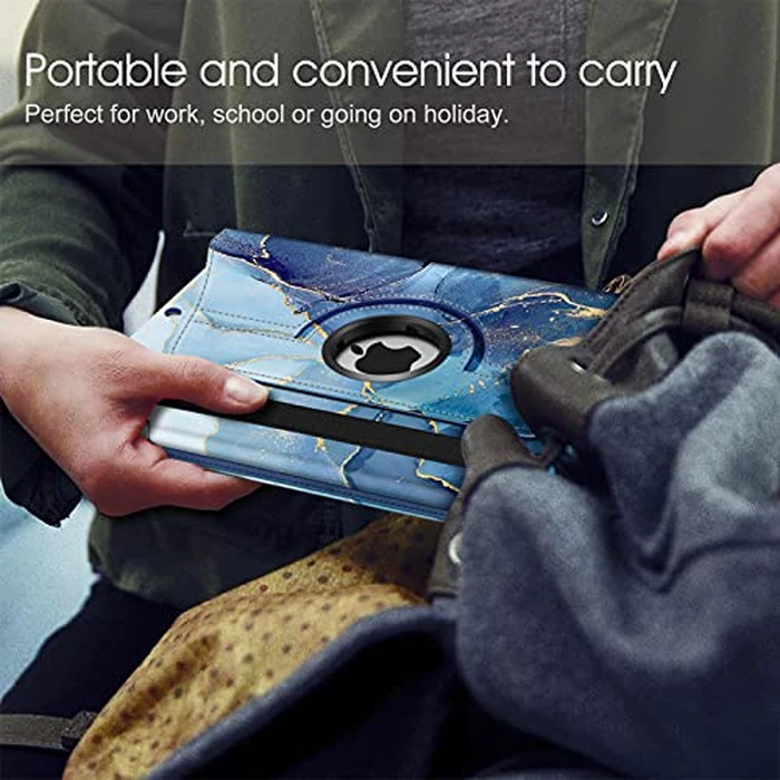Fintie Rotating Case for iPad 9th Generation (2021) / 8th Generation (2020) / 7th Gen (2019) 10.2 Inch - 360 Degree Rotating Protective Stand Cover with Pencil Holder, Auto Wake Sleep, Ocean Marble by FINTIE - Image 6
