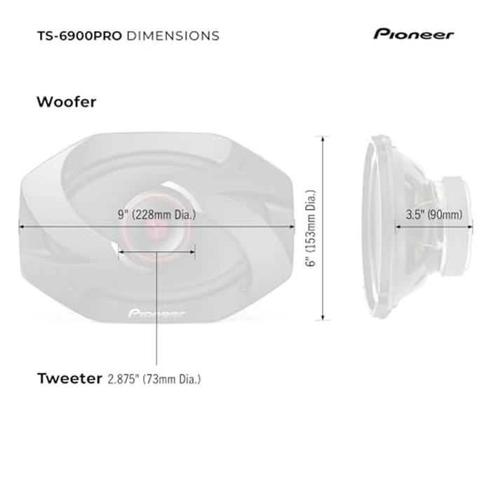 PIONEER P.R.O. Series TS-6900PRO 6” x 9” 2-Way Speakers (Pair) - 600W Max, Perfect for High-SPL Builds and Pro-Level Car Audio by PIONEER - Image 8