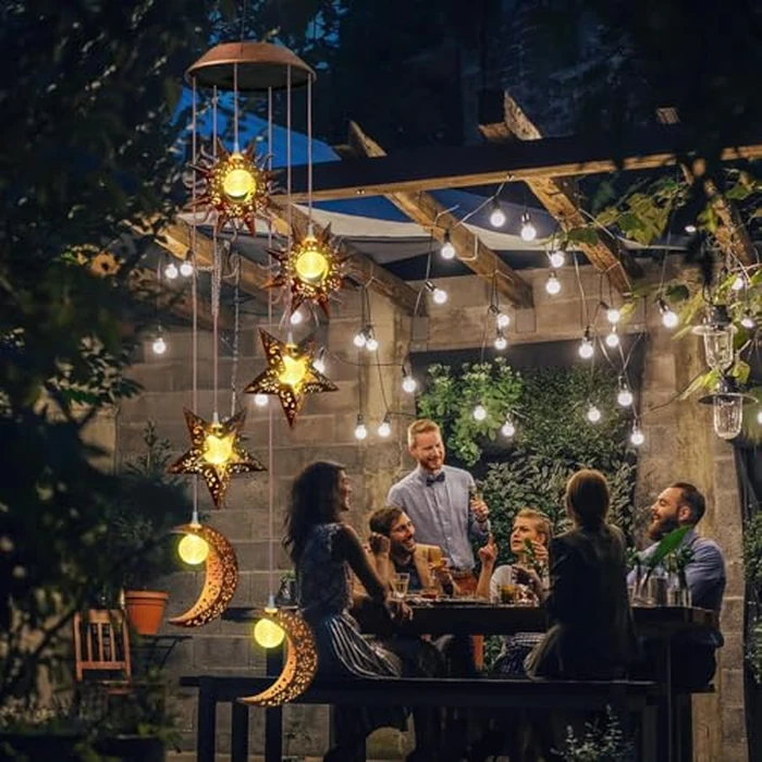 Solar Wind Chimes for Outdoor Lights Sun Moon Star for Women Mom Wife Hanging Decor Outdoor Sympathy Wind Chimes for Garden Patio Balcony Birthday Womens Gifts by Beautyard - Image 5