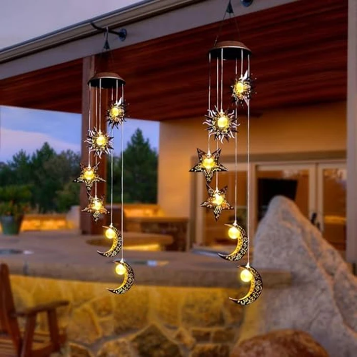 Solar Wind Chimes for Outdoor Lights Sun Moon Star for Women Mom Wife Hanging Decor Outdoor Sympathy Wind Chimes for Garden Patio Balcony Birthday Womens Gifts by Beautyard - Image 8