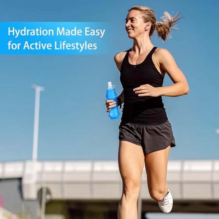Ceecysaa 500ml /17 oz 2 Pack Collapsible Water Bottle, Foldable Running Water Bottle,Soft Flask For Running, Hiking, Cycling,Climbing, Outdoor Activity by Ceecysaa - Image 4