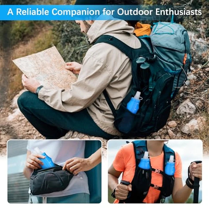 Ceecysaa 500ml /17 oz 2 Pack Collapsible Water Bottle, Foldable Running Water Bottle,Soft Flask For Running, Hiking, Cycling,Climbing, Outdoor Activity by Ceecysaa - Image 5