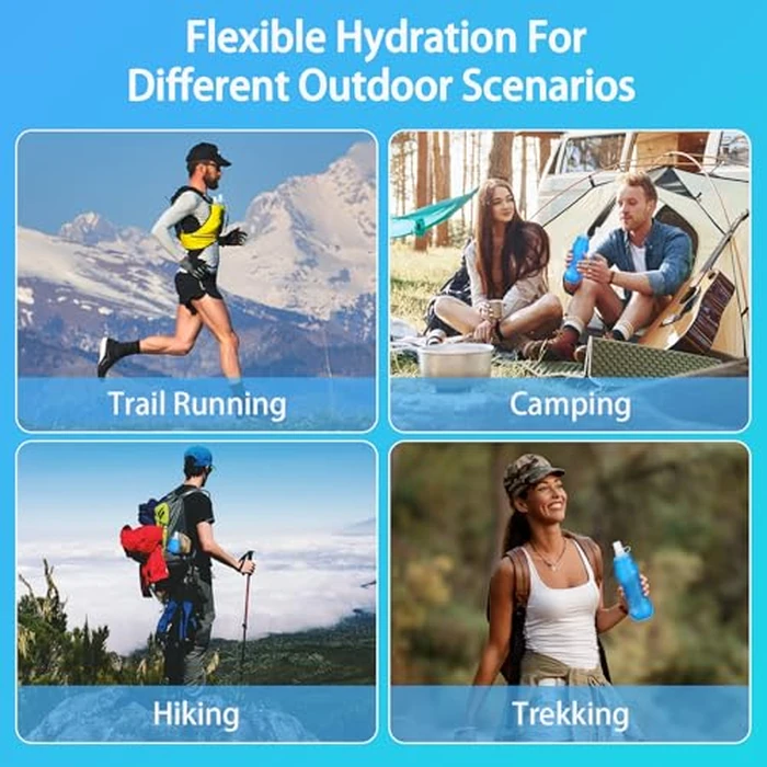 Ceecysaa 500ml /17 oz 2 Pack Collapsible Water Bottle, Foldable Running Water Bottle,Soft Flask For Running, Hiking, Cycling,Climbing, Outdoor Activity by Ceecysaa - Image 6