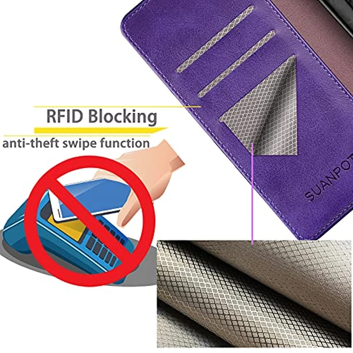 SUANPOT for Google Pixel 9 5G/Google Pixel 9 Pro 6.3 Wallet case with RFID Blocking Credit Card Holder,Flip Book PU Leather Protective Cover Women Men for Pixel 9 Phone case Purple by SUANPOT - Image 4