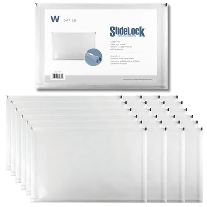 Winnable 24-Pack Extra-Large 18.8" x 12" Slidelock(TM) Envelopes with Zipper Closure, Clear, 1.25" Expansion, Document Folder, Storage Pouch, Zipper Folder by Winnable - Used - Good condition - CA$35.75