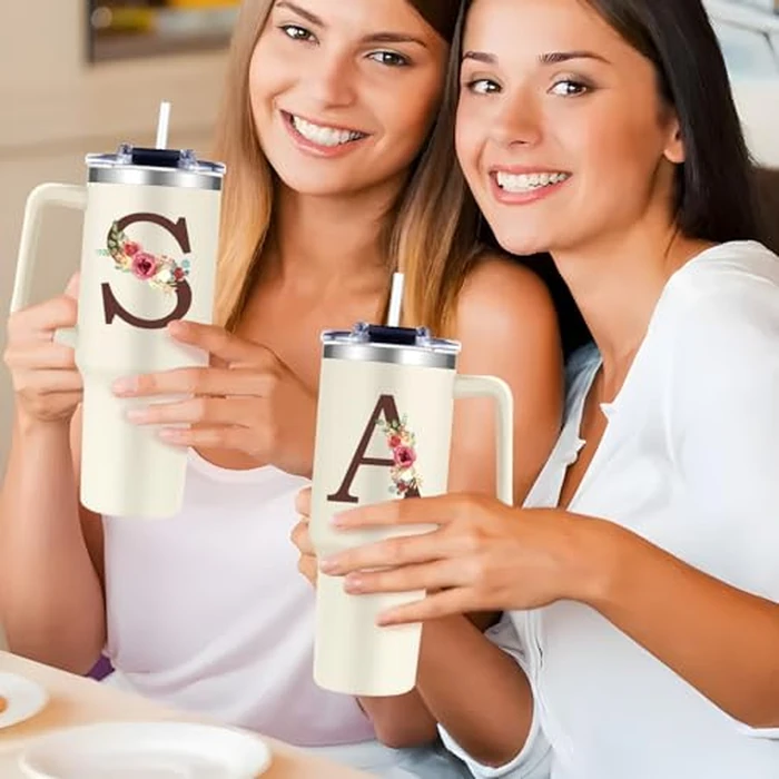 Monogrammed Personalized Gifts for Women，40oz Custom Tumbler with Handle,Personalized Gifts for Mom on Mothers Day,Unique Customized Cup Gift for Women for Thank You,Birthday,Christmas,G by Gooddooes - Image 3