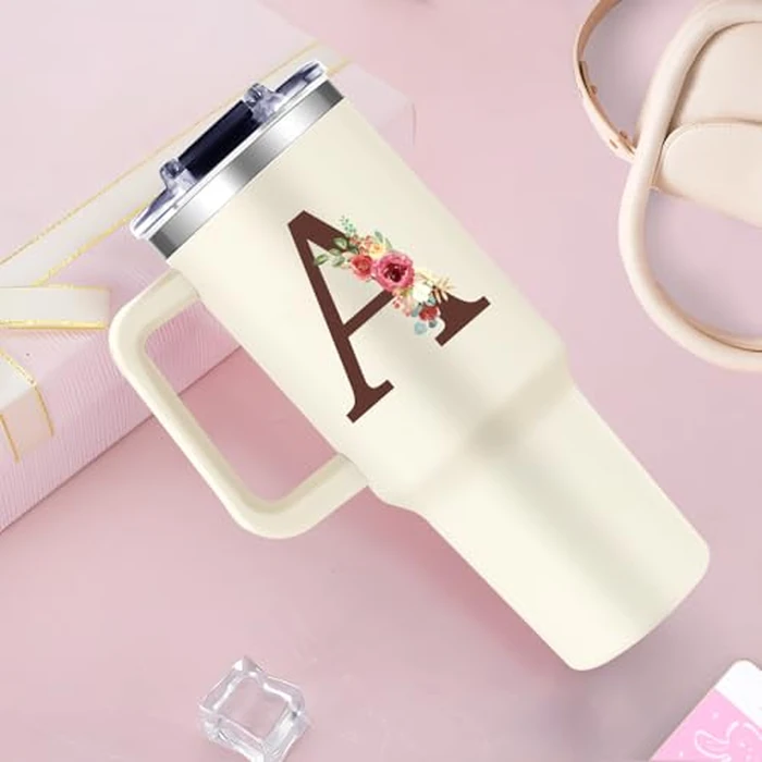 Monogrammed Personalized Gifts for Women，40oz Custom Tumbler with Handle,Personalized Gifts for Mom on Mothers Day,Unique Customized Cup Gift for Women for Thank You,Birthday,Christmas,G by Gooddooes - Image 5